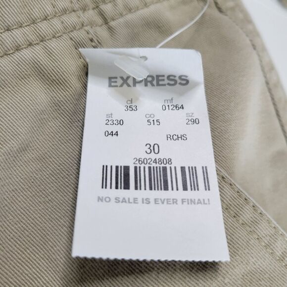 NEW 30 EXPRESS MEN'S CARGO OUTDOOR LONGBOARD SHORTS NEUTRAL KHAKI TAN NWT - Picture 5 of 9